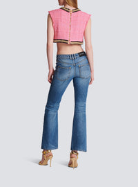 Top à chaînes en tweed - Rose Foncé