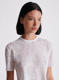 Top court en dentelle à motif fleurs - Blanc