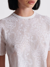Top court en dentelle à motif fleurs - Blanc