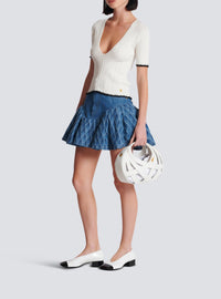 Top en maille col v - Blanc & Noir