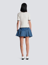 Top en maille col v - Blanc & Noir