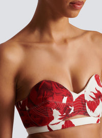 Top court bustier imprimé red roses - Blanc & Rouge
