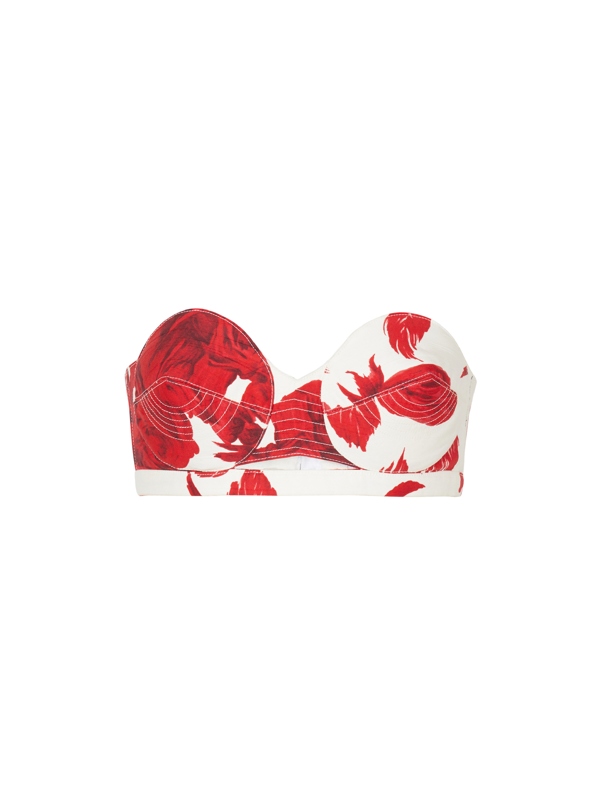 Top court bustier imprimé red roses - Blanc & Rouge