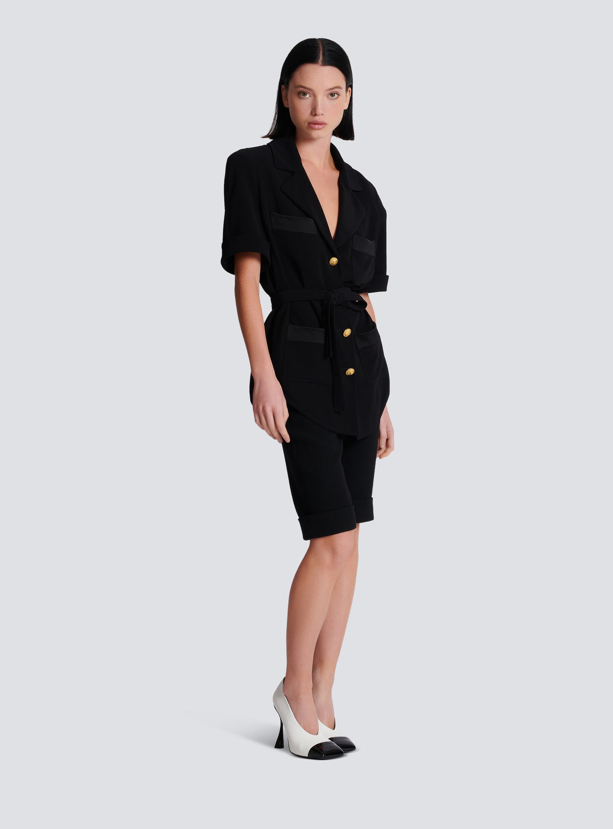 Chemise saharienne en crêpe - Noir