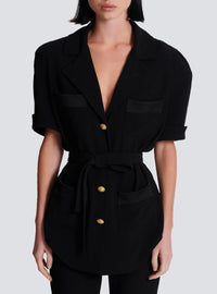 Chemise saharienne en crêpe - Noir
