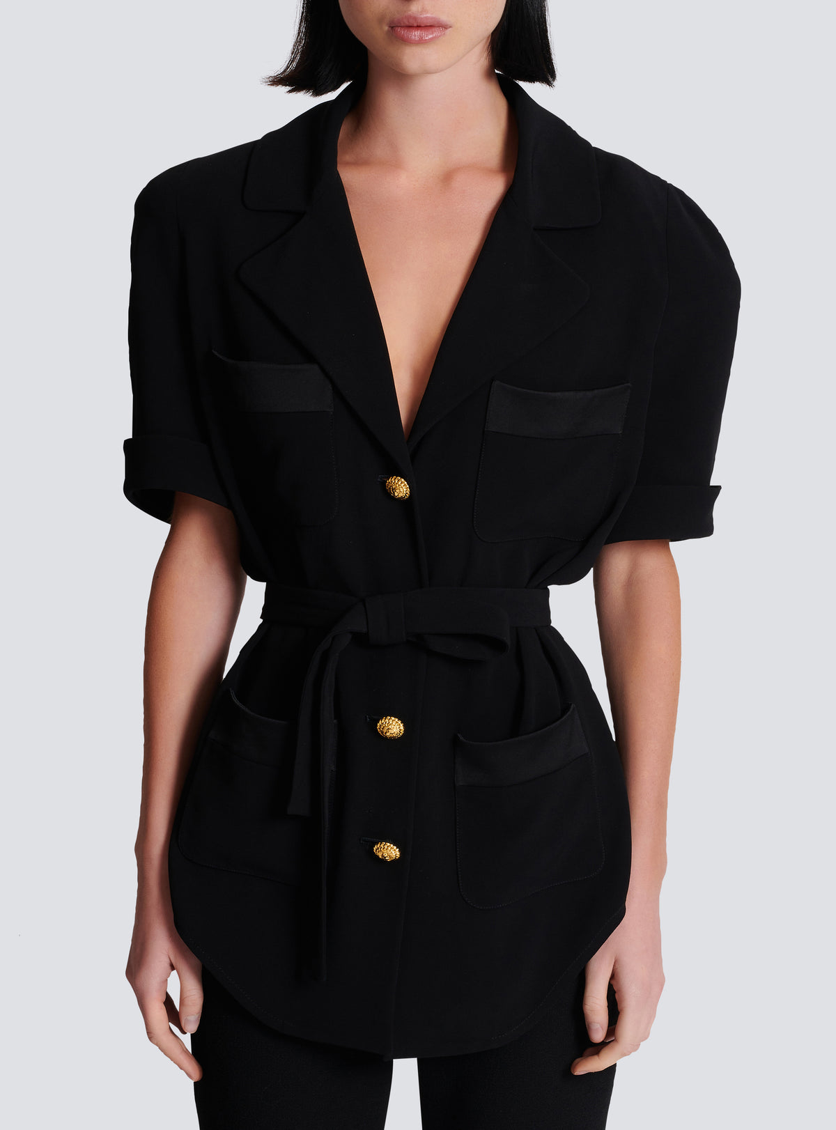 Chemise saharienne en crêpe - Noir