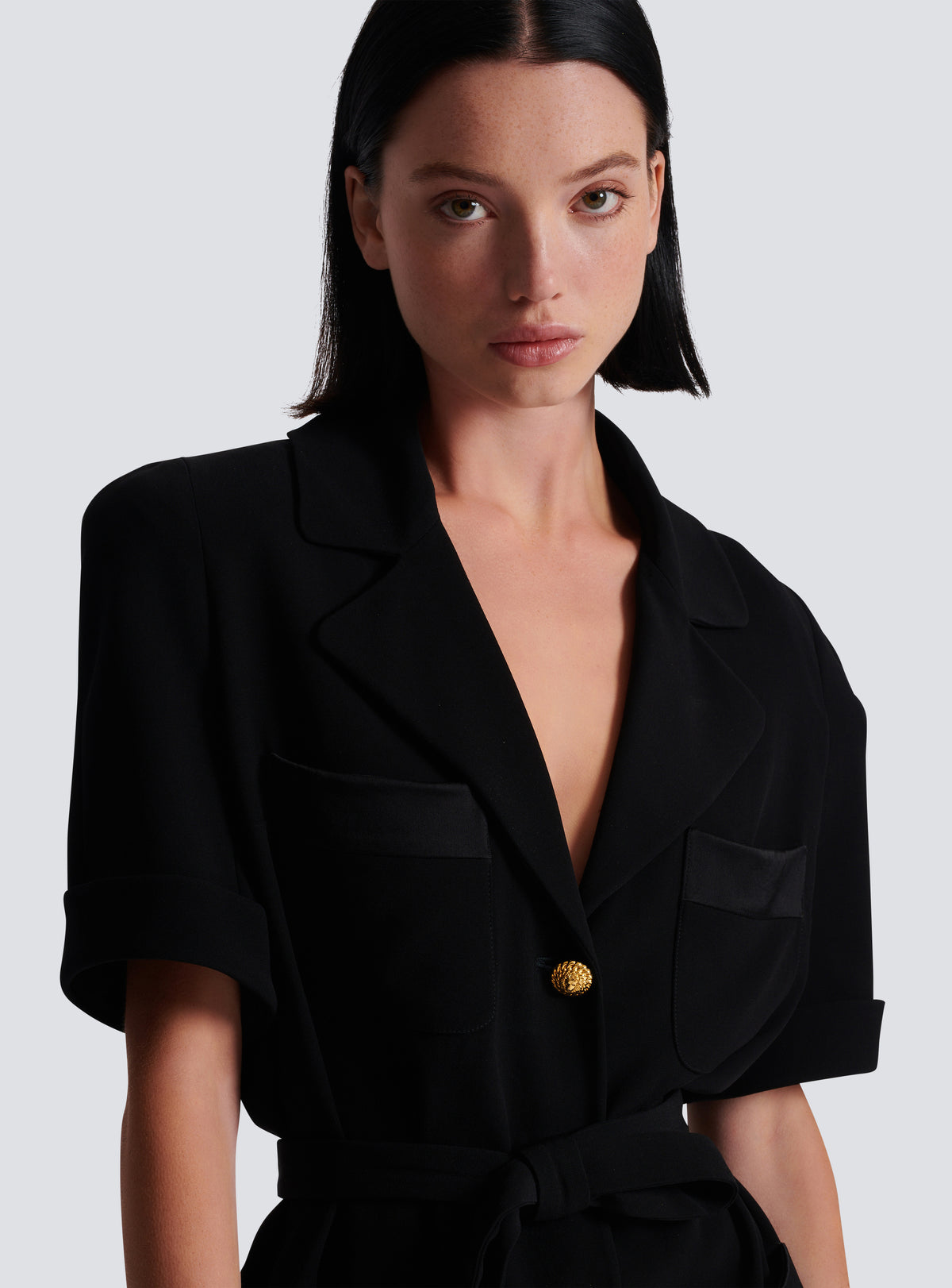 Chemise saharienne en crêpe - Noir