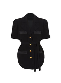Chemise saharienne en crêpe - Noir