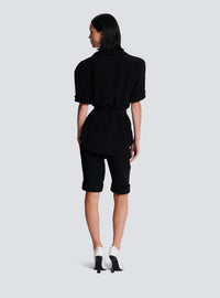 Chemise saharienne en crêpe - Noir
