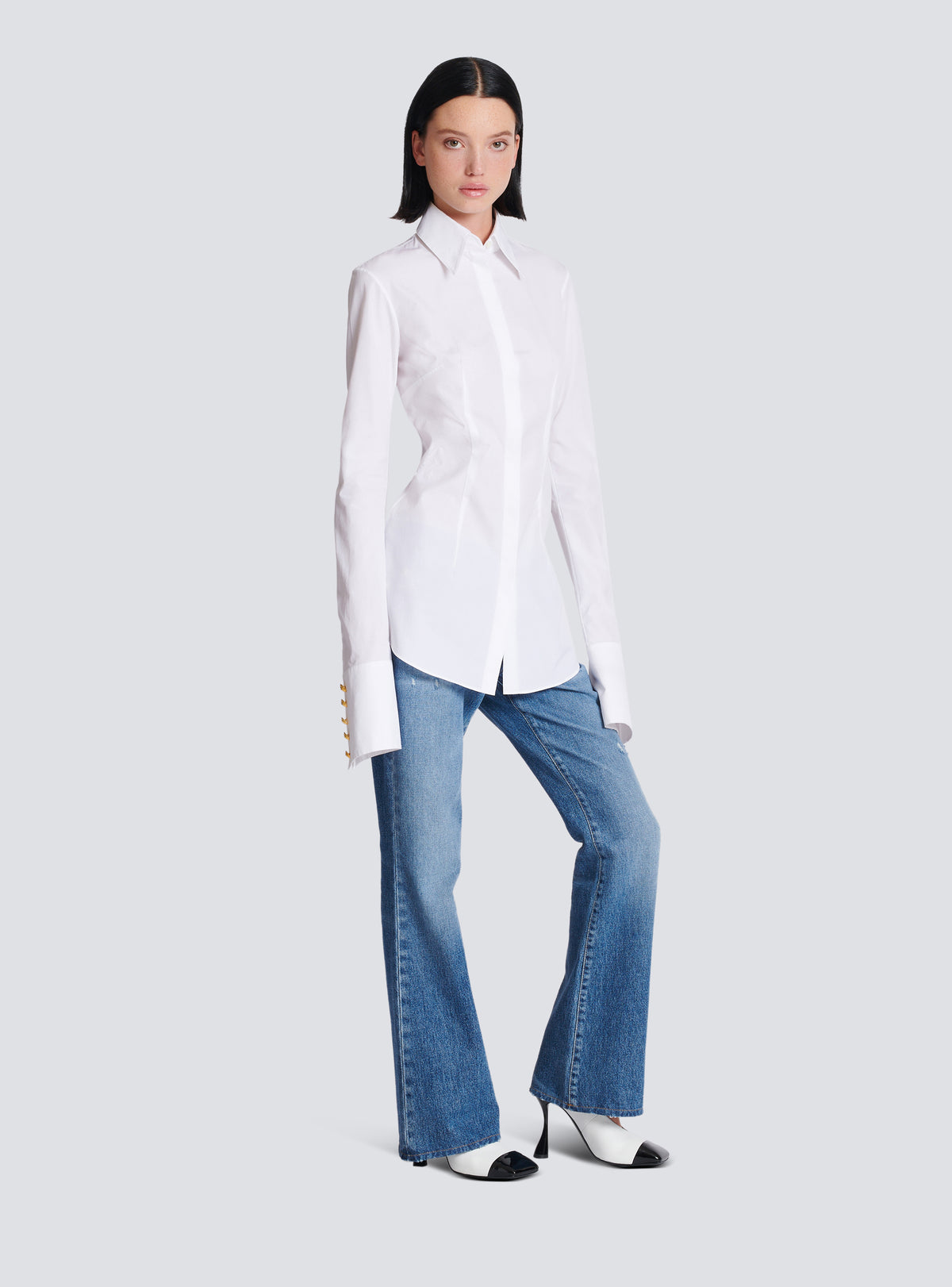 Chemise ajustée en popeline - Blanc