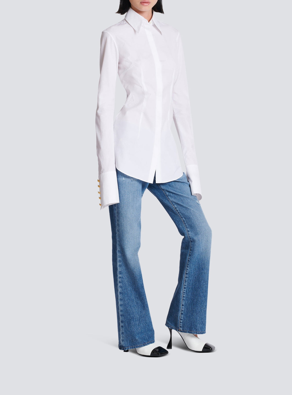Chemise ajustée en popeline - Blanc