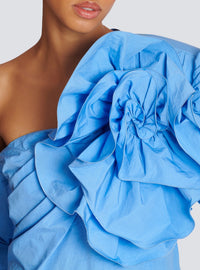 Chemise asymétrique en popeline - Bleu Ciel