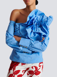 Chemise asymétrique en popeline - Bleu Ciel