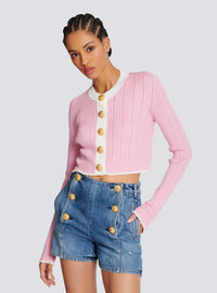 Cardigan en maille - Rose & Blanc