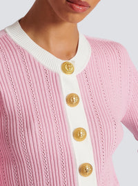 Cardigan en maille - Rose & Blanc