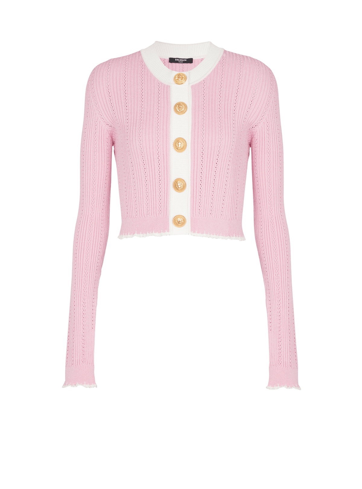 Cardigan en maille - Rose & Blanc