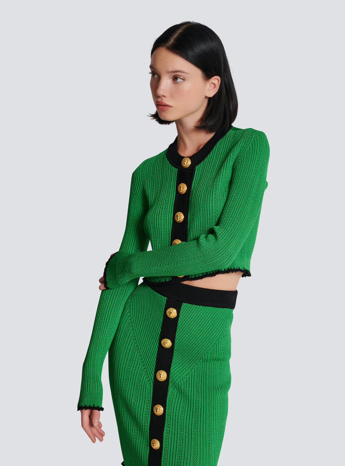 Cardigan en maille - Vert & Noir