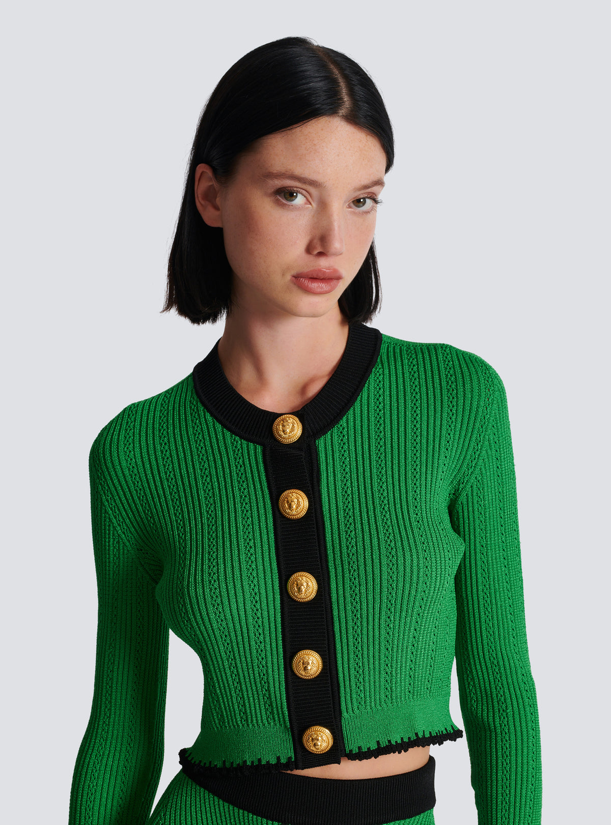 Cardigan en maille - Vert & Noir