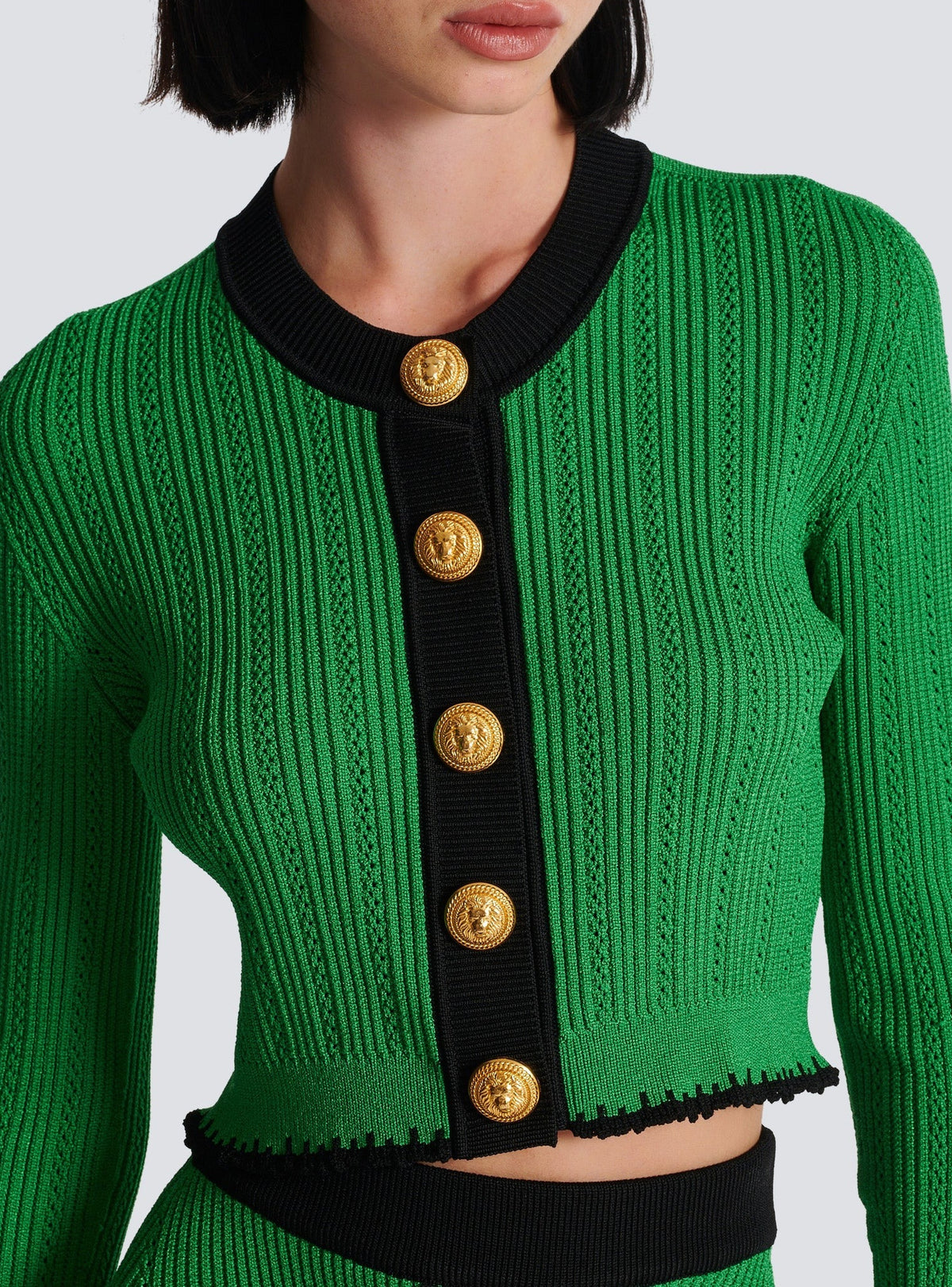Knit cardigan - Green & Black