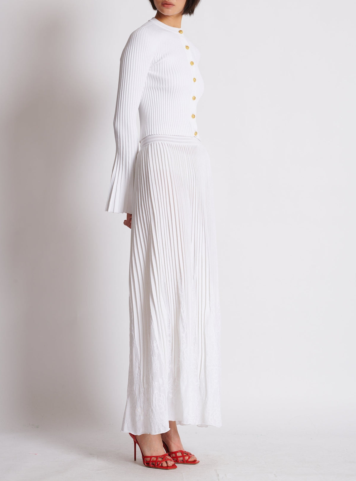 Cardigan en maille plissée - Blanc