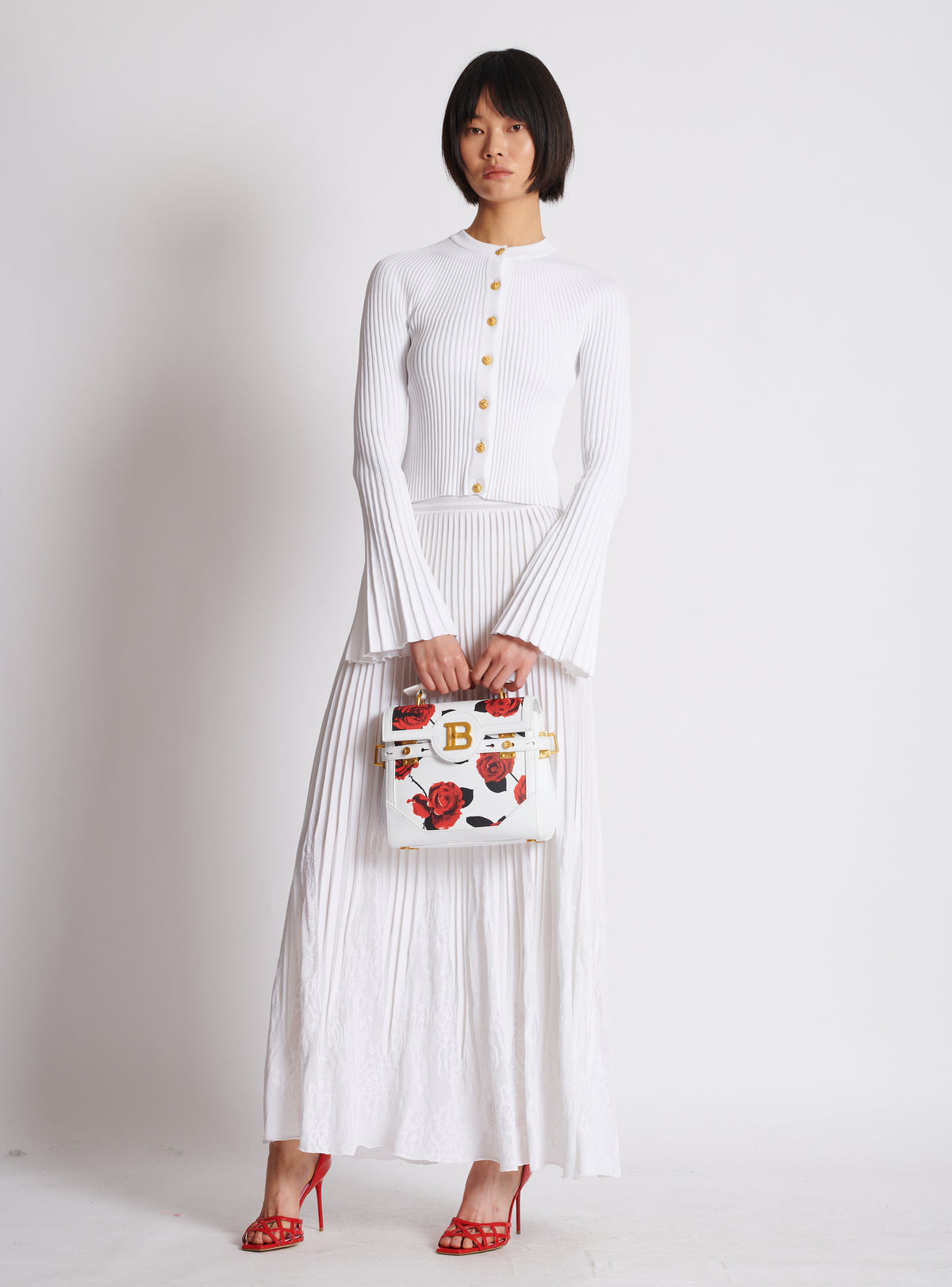 Cardigan en maille plissée - Blanc