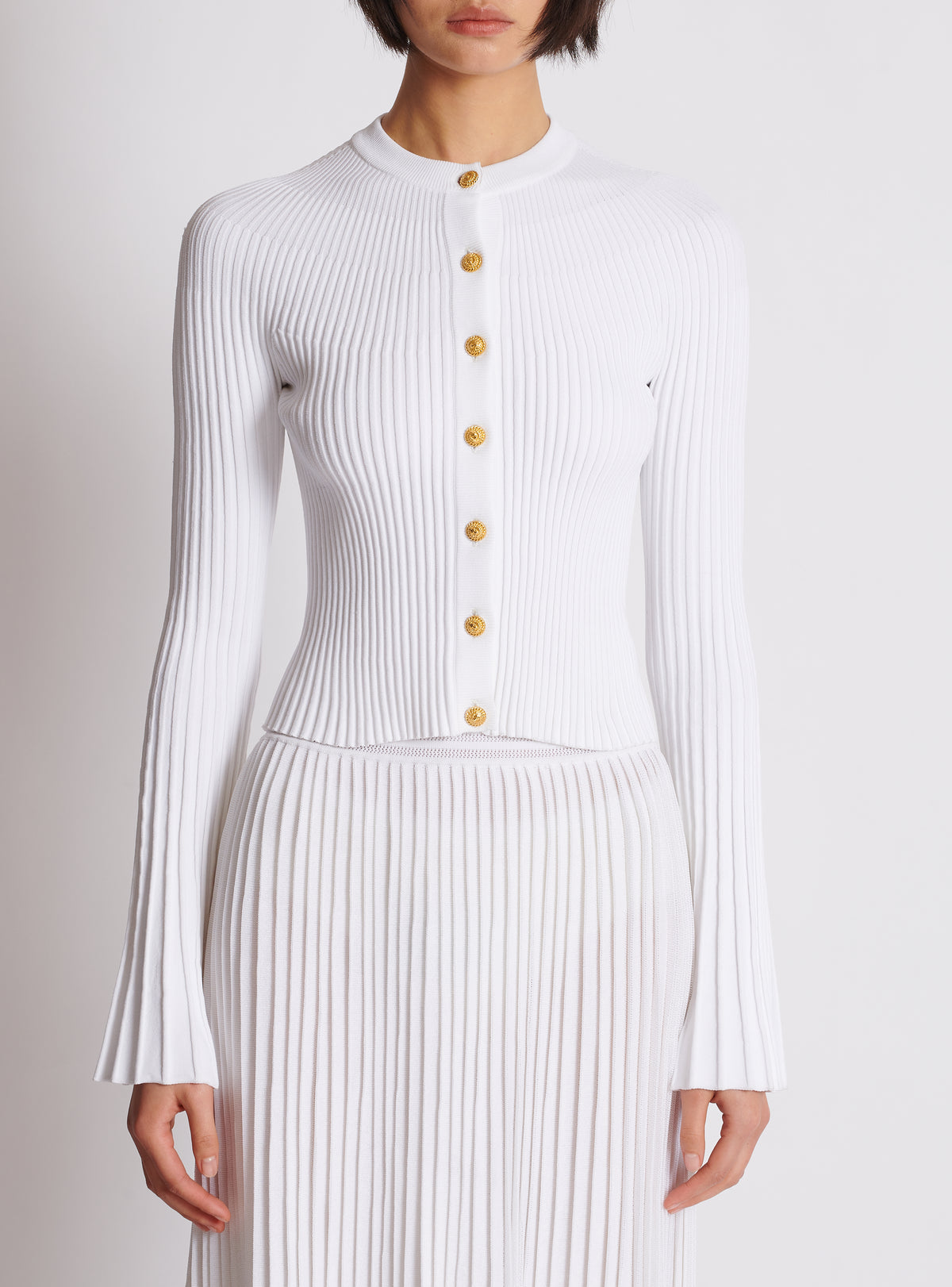 Cardigan en maille plissée - Blanc