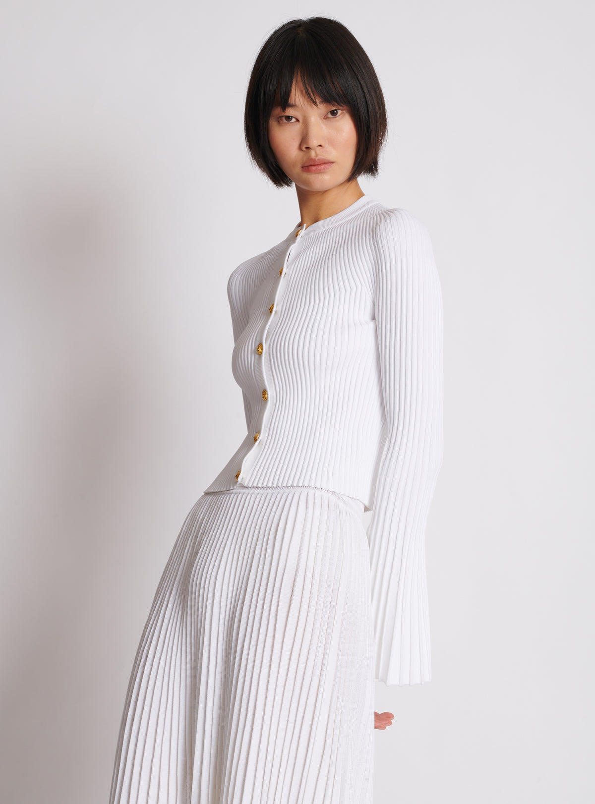Cardigan en maille plissée - Blanc
