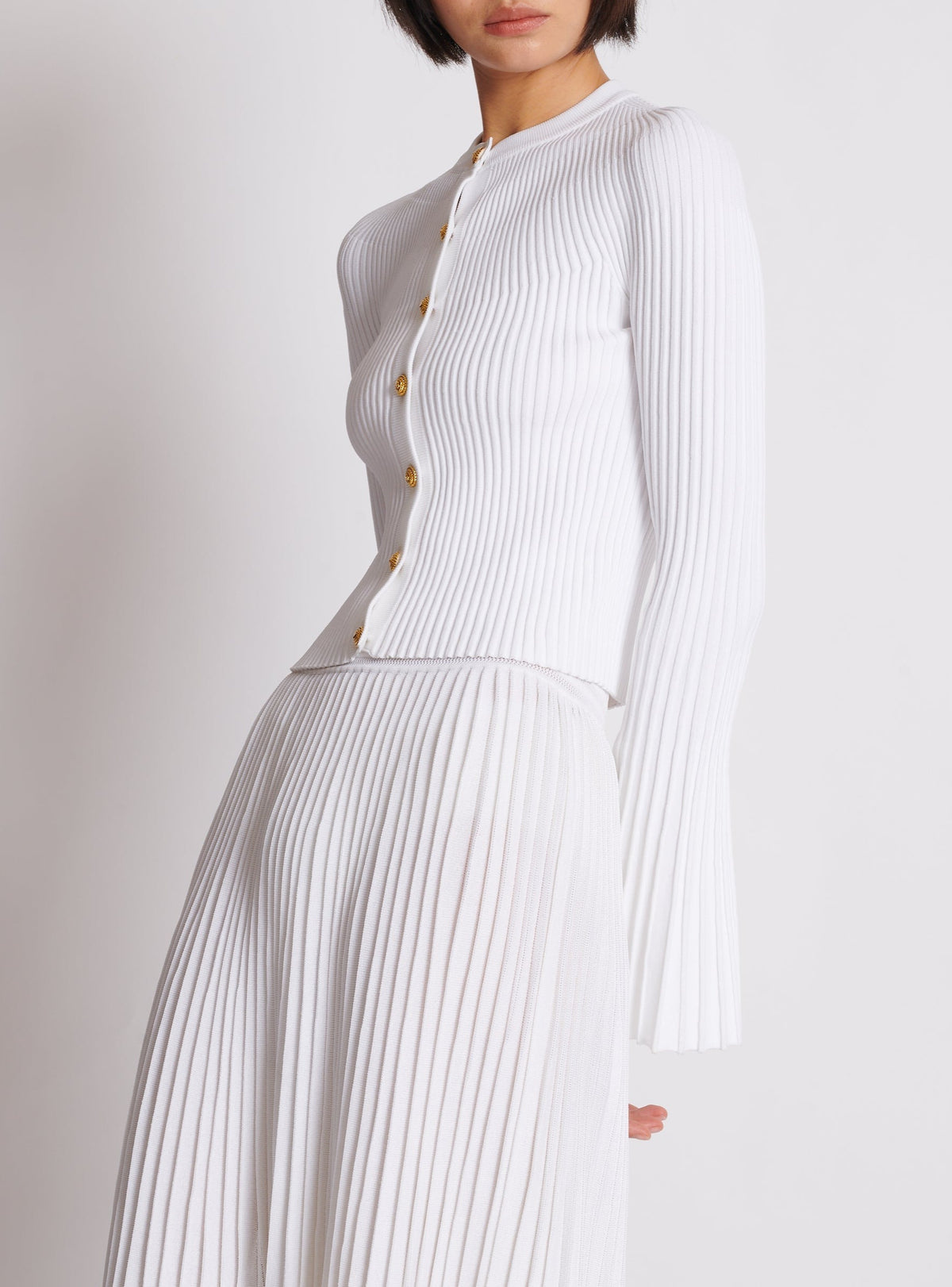 Cardigan en maille plissée - Blanc
