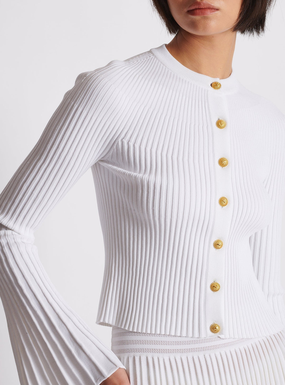 Cardigan en maille plissée - Blanc
