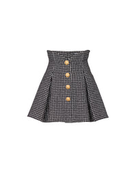Gingham tweed mini skirt - White & Black