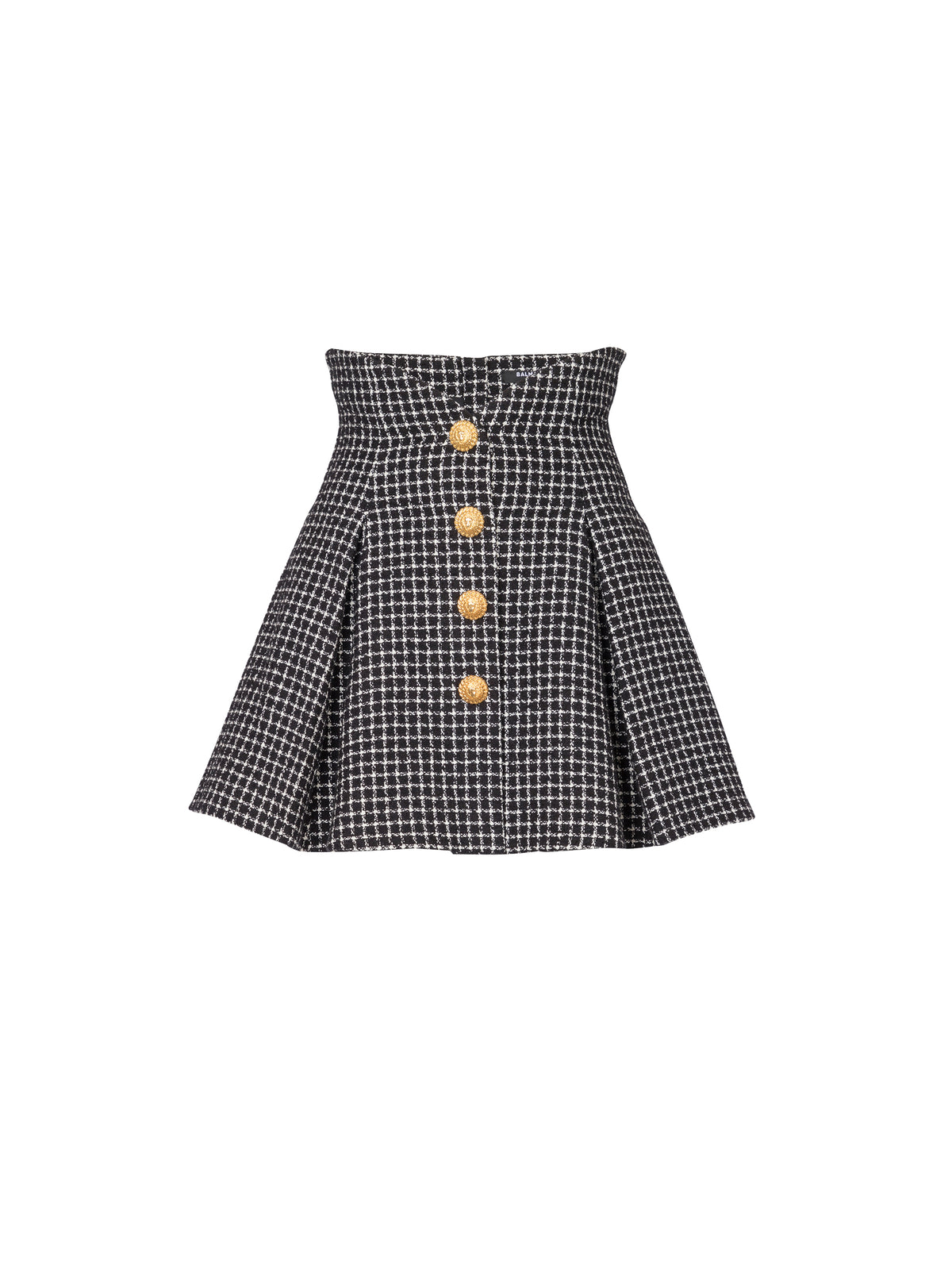 Gingham tweed mini skirt - White & Black