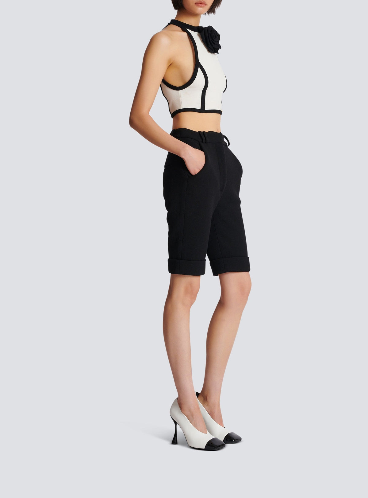 Short cycliste en laine - Noir