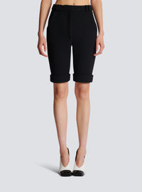 Short cycliste en double crêpe - Noir