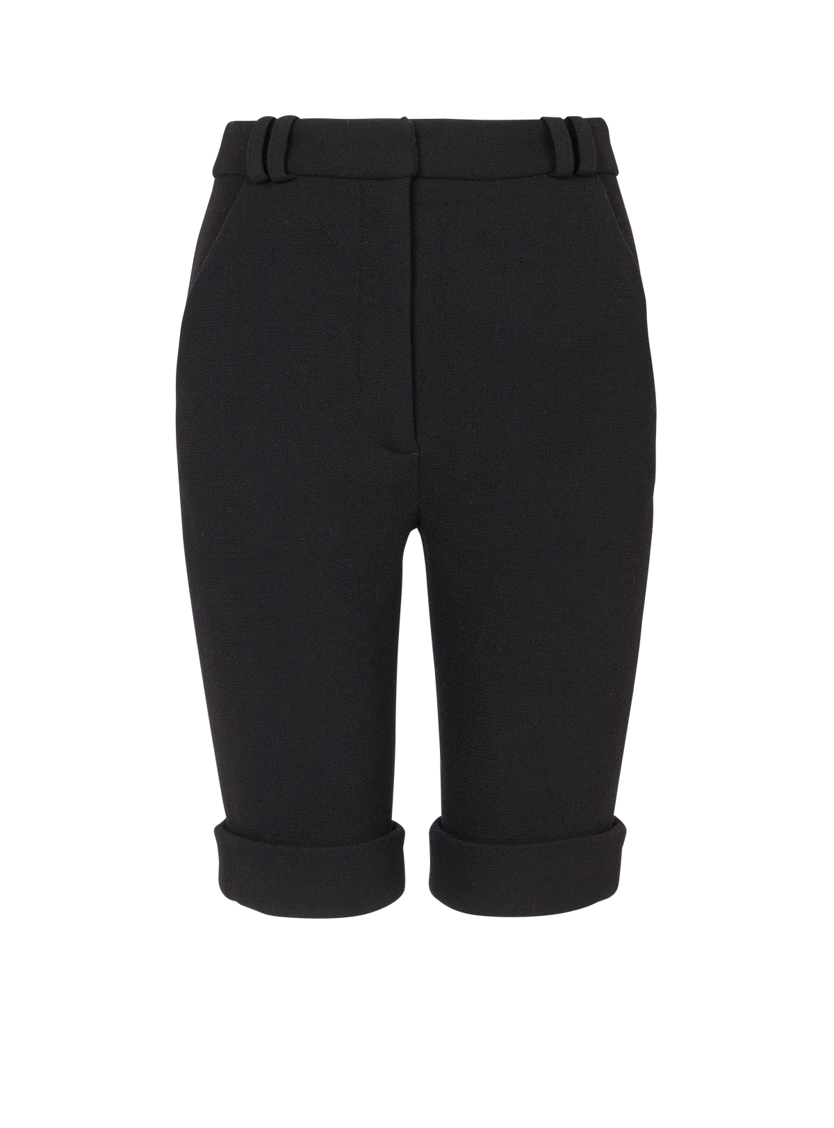 Short cycliste en double crêpe - Noir