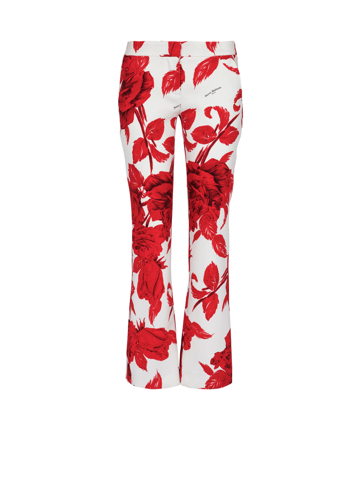 Pantalon en crêpe imprimé roses - Blanc & Rouge