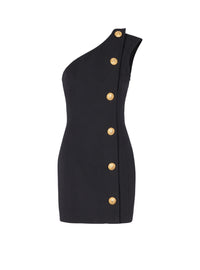 Robe courte asymétrique boutonnée - Noir