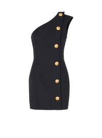 Robe courte asymétrique boutonnée - Noir