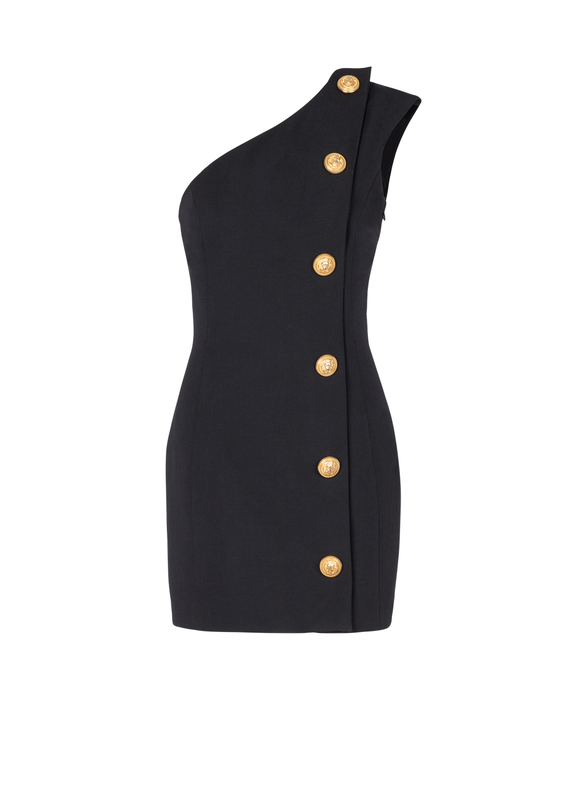 Robe courte asymétrique boutonnée - Noir