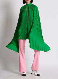 Short pleated dress in lightweight crepe - Bright Green