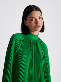 Robe courte plissée en crêpe léger - Vert Vif