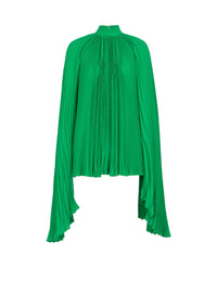 Short pleated dress in lightweight crepe - Bright Green