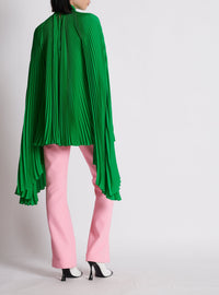 Short pleated dress in lightweight crepe - Bright Green