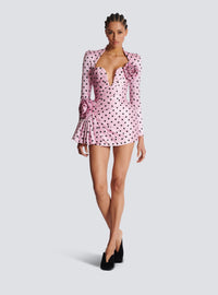 Robe courte imprimée polka dots - Rose