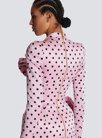 Robe courte imprimée polka dots - Rose