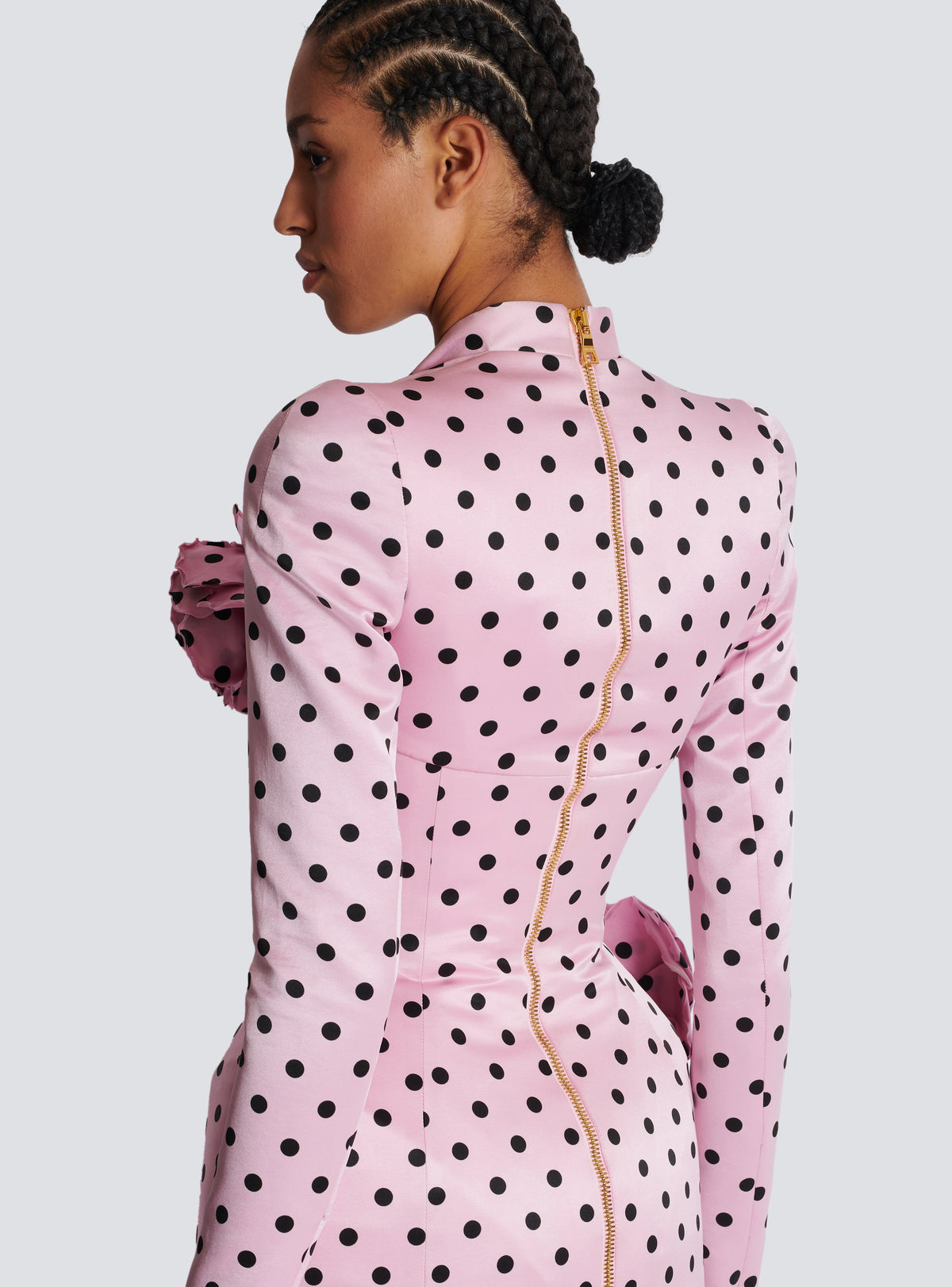 Robe courte imprimée polka dots - Rose