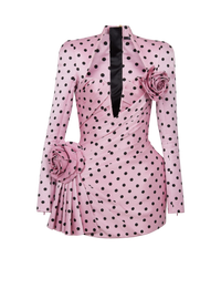Robe courte imprimée polka dots - Rose
