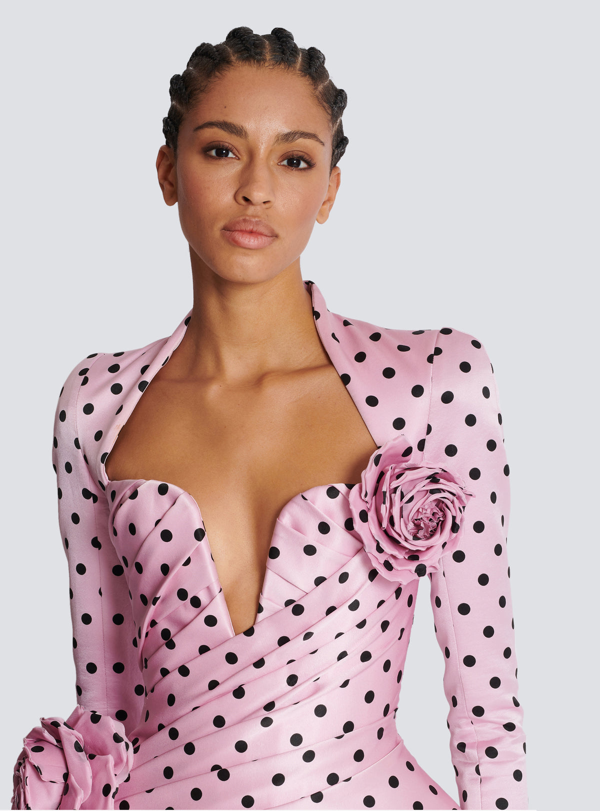 Robe courte imprimée polka dots - Rose