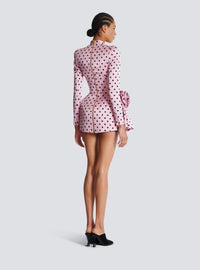 Robe courte imprimée polka dots - Rose
