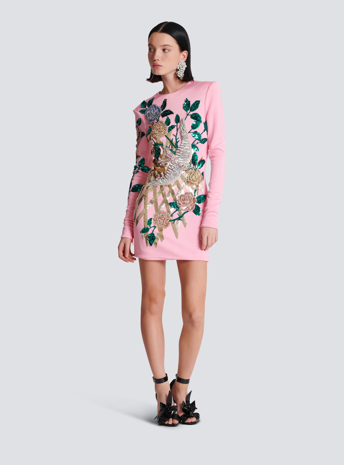 Robe brodée roses - Rose Pâle & Multico