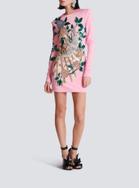 Embroidered short dress - Pale Pink & Multicolor